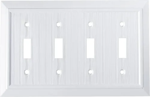 Vista 18 de Placas de pared clásicas de tablilla ranurada blanco puro, cubiertas de interruptor de luz, cubiertas de tomacorrientes eléctricos, placas