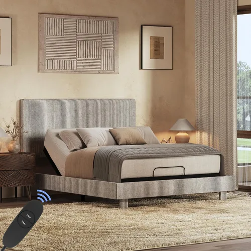 Vista 11 de FLEXISPOT Cama ajustable todo en uno Queen con colchón de espuma viscoelástica de gel refrescante de 10 pulgadas, marco de cama tapizado