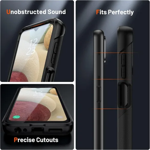 Vista 4 de Jeylly Funda compatible con Samsung Galaxy A12, Samsung Galaxy A12 con protector de pantalla de vidrio templado, protección contra caídas de grado