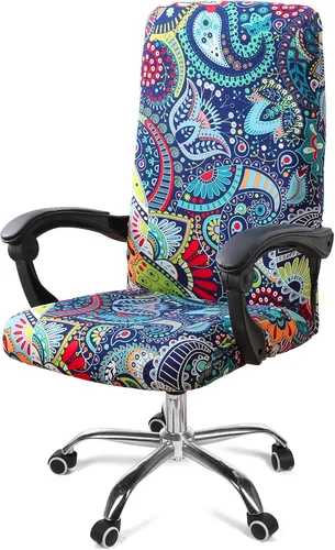 Vista 22 de Smiry fundas elásticas estampadas para silla de oficina de computadora, fundas universales para sillas giratorias de escritorio, extraíbles