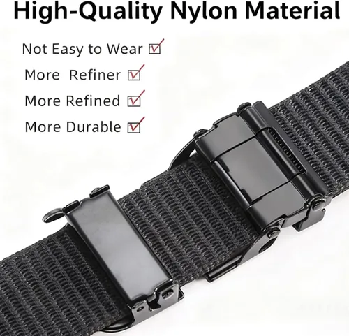 Vista 5 de Cinturón táctico de nailon para hombre, cinturón de trinquete para actividades al aire libre con hebilla de cinturón de seguridad resistente