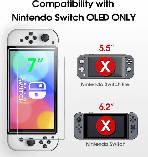 Vista 2 de XINRUISEN Paquete de 2 protectores de pantalla para Nintendo Switch Oled 2023, protector de pantalla de vidrio templado para Nintendo Switch OLED