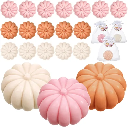 Vista 10 de Maxcheck 12 juegos de calabazas de otoño para baby shower, regalos de fiesta de jabón, incluye etiquetas temáticas de jabón de calabaza, bolsa