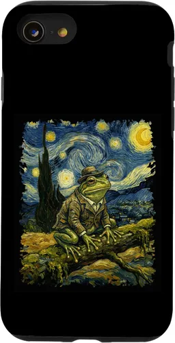 Vista 18 de Vintage Frog Van Gogh Style Starry Night Graphic Case for iPhone 17