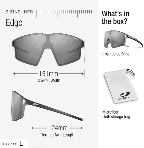 Vista 3 de Julbo Edge Performance Sunglasses for Men & Women w/Full Venting, Panoramic View for Active Sports - 100% UV Protection