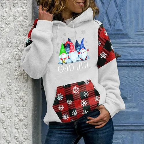 Vista 4 de SHAOBGE Women Casual Hoodie Dress Women's Christmas Print Long Sleeve Hooded Sweatshirt Long Zip up Sweatshirt