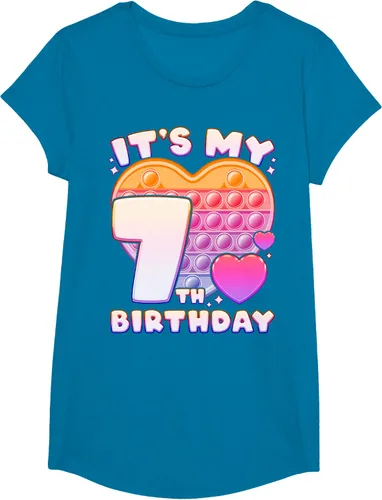 Vista 74 de Pop-it Birthday Girl 7 años de edad, Push it Pop Fidget Bubble Camiseta, Negro