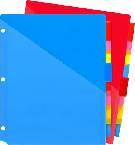 Vista 16 de WOT I Separadores duraderos de 8 pestañas para carpeta con bolsillo transparente - 1 juego, separadores reutilizables de plástico para carpeta de 3