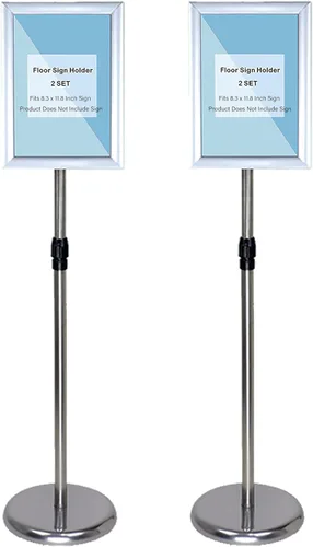 Vista 8 de 2 juegos de soporte de acero inoxidable resistente, altura ajustable de 8.5 x 11 pulgadas, vertical, horizontal, de aluminio, marco abierto, soporte