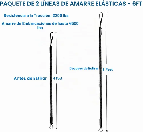 Vista 4 de Accesorios para barco de línea de muelle bungee - Pontón, moto acuática, accesorios de kayak con clip de acero inoxidable 316