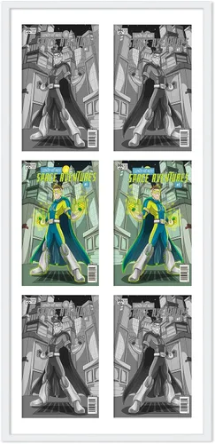 Vista 5 de Marco de cómic blanco mate para cómics publicado entre 1938 y 1955 (marco de madera maciza de cómic de la edad dorada) hecho para mostrar 4 cómics