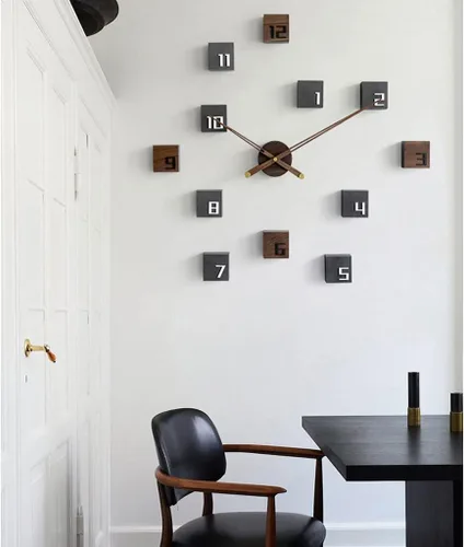 Vista 7 de Reloj de Pared - Reloj de pared grande 3D DIY con números arábigos reloj con puntero de nogal sin marco, decoración del hogar para sala de estar