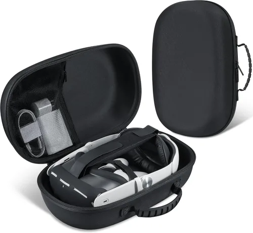 Vista 2 de KANG YU Funda de transporte rígida compatible con MetaOculus Quest 3, juegos de bolsas de transporte con cómoda correa para la cabeza, cubierta