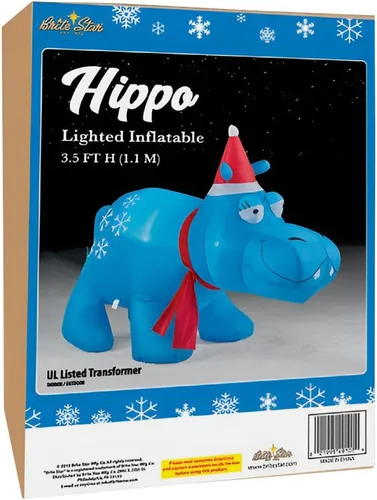 Vista 3 de Brite Star Inflables Airblown de 3.5 pies, hipopótamo azul