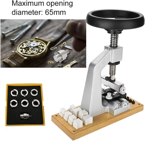 Vista 3 de Focket Abridor de caja de reloj, herramienta de reparación de reloj con rosca 5700, herramienta de reparación de reloj de pulsera con 6 troqueles