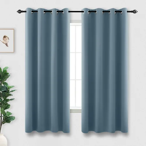Vista 130 de KOUFALL Cortinas de Baño Aqua para Ventana, Juego de 2 Paneles Decoración Costera Cortinas Cortas Opacas para Ventana Pequeña de Cocina Puerta