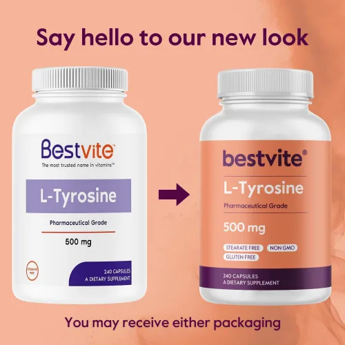Vista 6 de BESTVITE L-tirosina 500mg (240 cápsulas) - Sin estearatos - Sin OMG - Sin gluten
