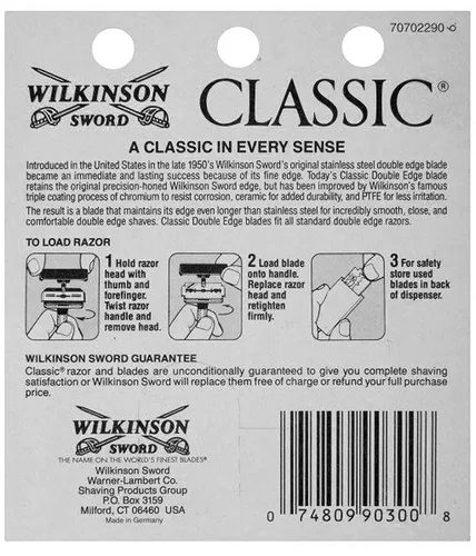 Vista 4 de Wilkinson Sword Cuchillas de afeitar clásicas de doble filo (paquete de dos)