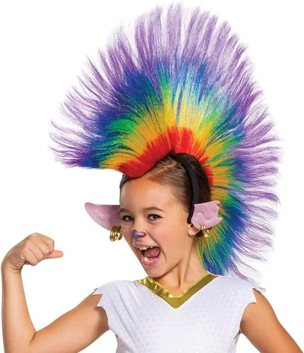 Vista 6 de Queen Barb Trolls Costume, Trolls World Tour Rainbow Barb Costume for Kids with Headpiece