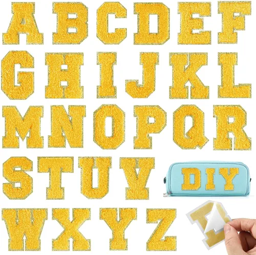 Vista 10 de Parches autoadhesivos de felpilla con letras A-Z, color negro, para ropa de tela, 26 piezas