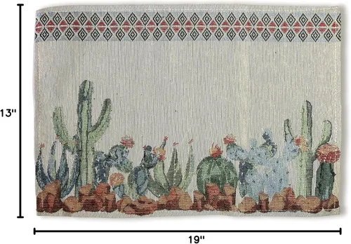 Vista 6 de Juego de 4 manteles individuales de acuarela de cactus y suculentas (juego de 4) (13 x 19 pulgadas), manteles individuales tejidos inspirados