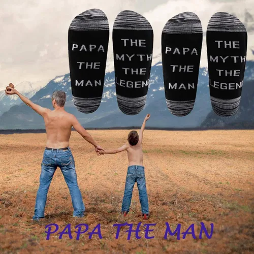 Vista 6 de LEVLO Regalo de papá regalo para papá abuelo papá el hombre el mito la leyenda calcetines de algodón regalo para el día del padre regalo