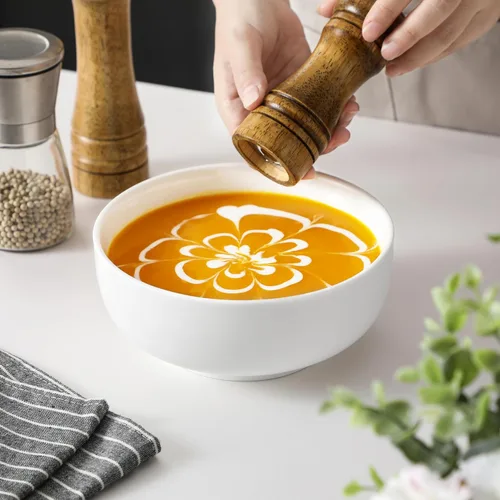 Vista 6 de MALACASA Juego de Tazones para Ensalada, 44 OZ (7") Tazones Grandes para Sopa Tazones para Cereal para Cocina, Juego de Tazones de Cerámica Blanca