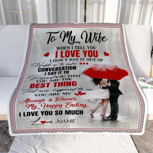 Vista 2 de Manta personalizada con texto en inglés «To My Wife from Husband When I Tell You I Love You Wife», manta de forro polar personalizada