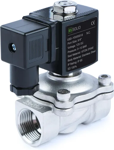 Vista 9 de U.S. Solid Válvula solenoide de latón de 1/2" - 12V DC, normalmente cerrada, válvula eléctrica de 10 bar para agua, aire, diésel