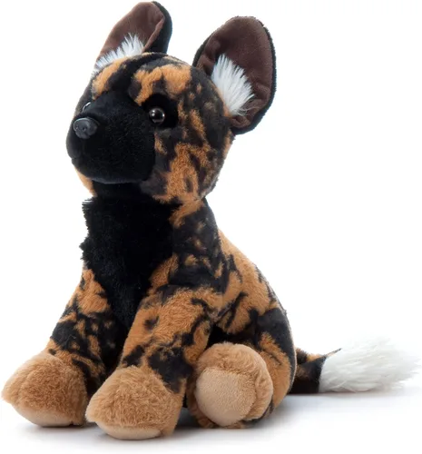 Vista 4 de The Petting Zoo Peluche de perro salvaje africano, regalos para niños, animales salvajes del zoológico Onez, juguete de peluche africano de 12