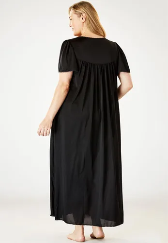 Vista 3 de Only Necessities Pijama largo y sedoso con encaje para mujer, talla grande