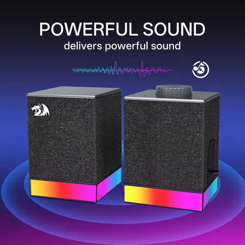 Vista 2 de Redragon GS517 RGB - Altavoz para juegos de PC, BT 5.3 y conectividad dual USB 2.0 Stereo Enhanced Sound Desktop Computer Speaker, 8 RGB Lighting