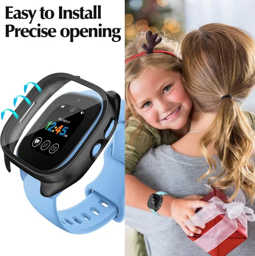 Vista 5 de Paquete de 3 fundas protectoras compatibles con Verizon Gizmo Watch 3, protector de pantalla de policarbonato duro, protector de pantalla de vidrio