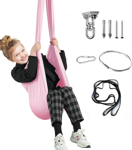 Vista 15 de Columpio sensorial para niños y adultos, columpio de terapia de doble capa para interiores y exteriores, columpio para acurrucarse con accesorios