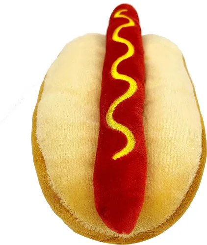 Vista 3 de NCAA Alabama Crimson Tide HOT Dog - Juguete de peluche para perros y gatos, juguete de peluche para perros y gatos con chirriador interior y hermoso