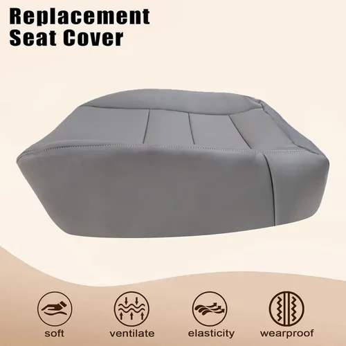 Vista 5 de Fundas de asiento inferiores del lado del conductor de cuero de microfibra gris aptas para F250 F350 F450 F550 Super Duty, Lariat XL, FX4 y XLT