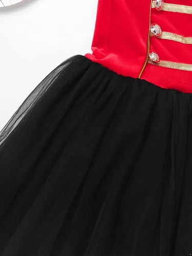 Vista 4 de Vestido sin mangas de tutú de malla para niños y niñas, diseño de cascanueces