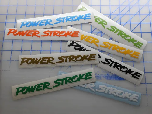 Vista 2 de Calcomanía de vinilo: compatible con productos diésel Powerstroke (5.5 x .75 pulgadas, azul ártico)