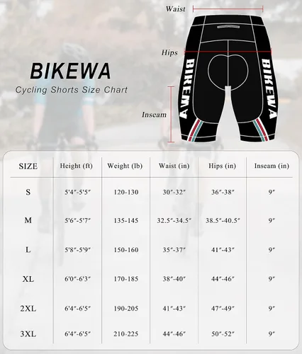 Vista 7 de Bikewa Pantalones cortos de ciclismo para hombre, con acolchado 4D, para ciclismo de carretera, con bolsillos con cremallera