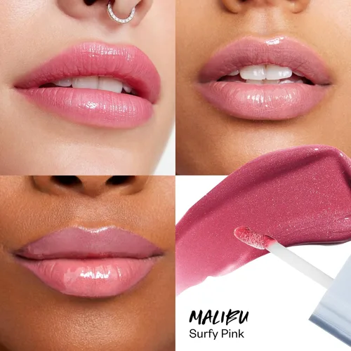 Vista 2 de Kosas Wet Lip Oil Gloss - Tratamiento hidratante y voluminizador de labios con ácido hialurónico y péptidos, acabado no pegajoso (Malibu)