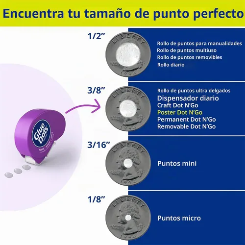 Vista 5 de Glue Dots Dispensador desechable de puntos adhesivo para póster de 0.375" - 200 puntos transparentes