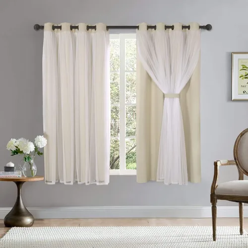 Vista 35 de BONZER Cortinas opacas con superposición transparente, mezcla y combina paneles de ventana de doble capa con aislamiento térmico para sala de estar