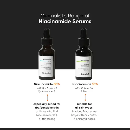 Vista 5 de Minimalist Suero de niacinamida al 10% para control del acné y equilibrio de aceite con zinc, minimizador de poros para la cara, elimina las marcas