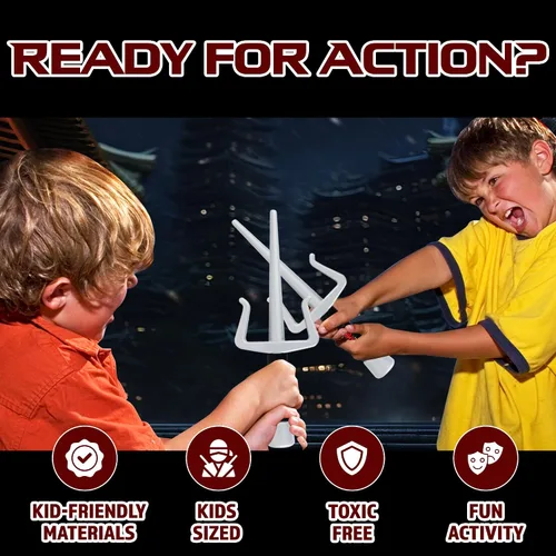 Vista 5 de Liberty Imports 2 piezas de juguete de plástico Ninja Sai armas para niños juego de simulación accesorios de disfraces - Niños juego imaginativo