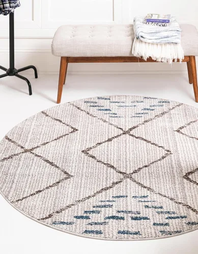 Vista 9 de Unique Loom Aramis Collection - Alfombra de área Kavi (2 pies x 3 pies 1 pulgada, rectangular, marfil/azul)