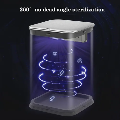 Vista 4 de HASMI Basurero inteligente de acero inoxidable con tapa de inducción automática de 12 litros, cubo de basura cuadrado para cocina, suave y suave