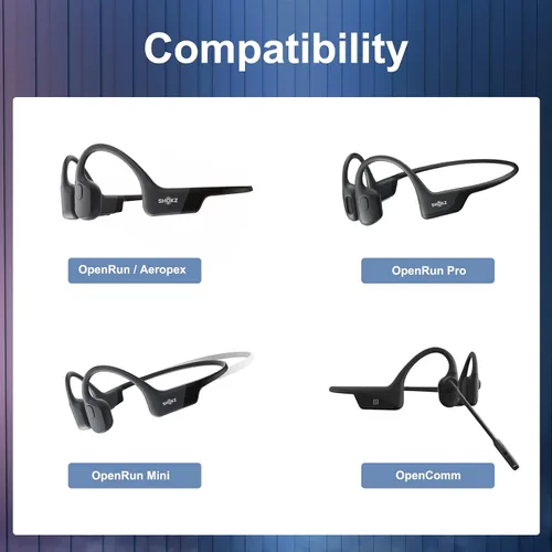 Vista 2 de Paquete de 2 cables de carga para Shokz Aeropex/OpenRun, OpenRun Pro, OpenRun Mini y OpenComm 2/UC, para cable de carga Aftershokz, cable USB