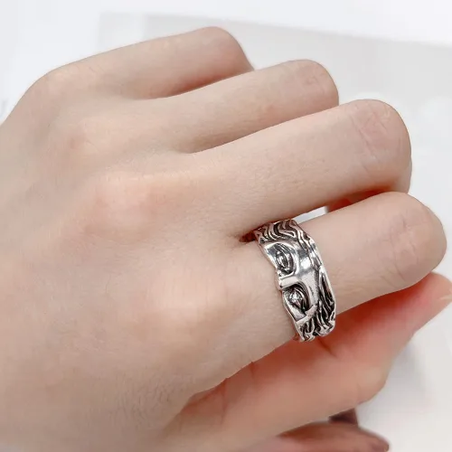 Vista 3 de OIDIMS Anillo vintage de Venus de media cara para mujeres y hombres, ajustable, personalizado, abierto, nudillos, banda para el dedo, joyería única