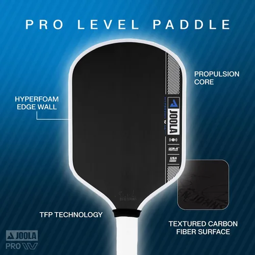 Vista 5 de JOOLA Paletas de pickleball Pro IV – Superficie de fibra de carbono en bruto – Perseo, Hyperion, Scorpeus y Magnus – 0.551 in/0.630 in – Tech Flex