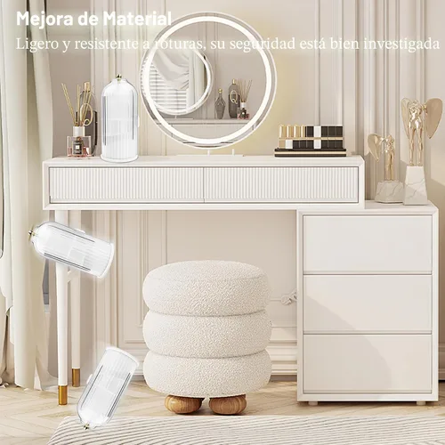 Vista 5 de Organizador de brochas de maquillaje con tapa transparente con apertura deslizante giratoria de 360 grados a prueba de polvo para tocador, 1 unidad